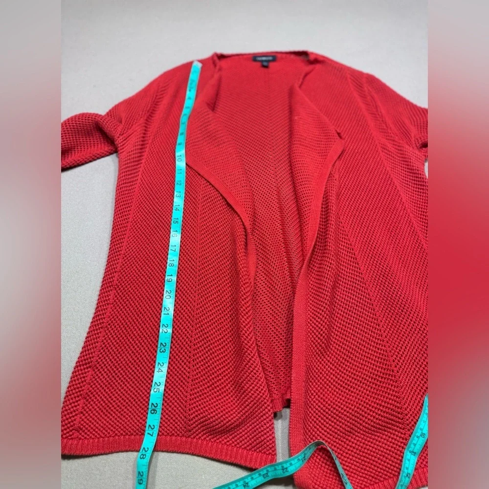 Lands' End Red Open Front Cardigan Sweater